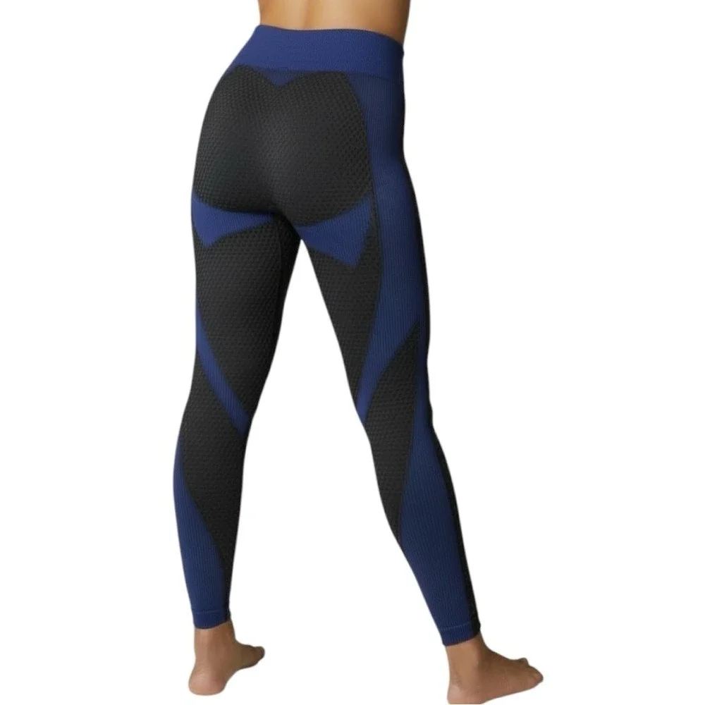 Fashion Nova Black and Blue‎ Textured Leggings Median. (M).